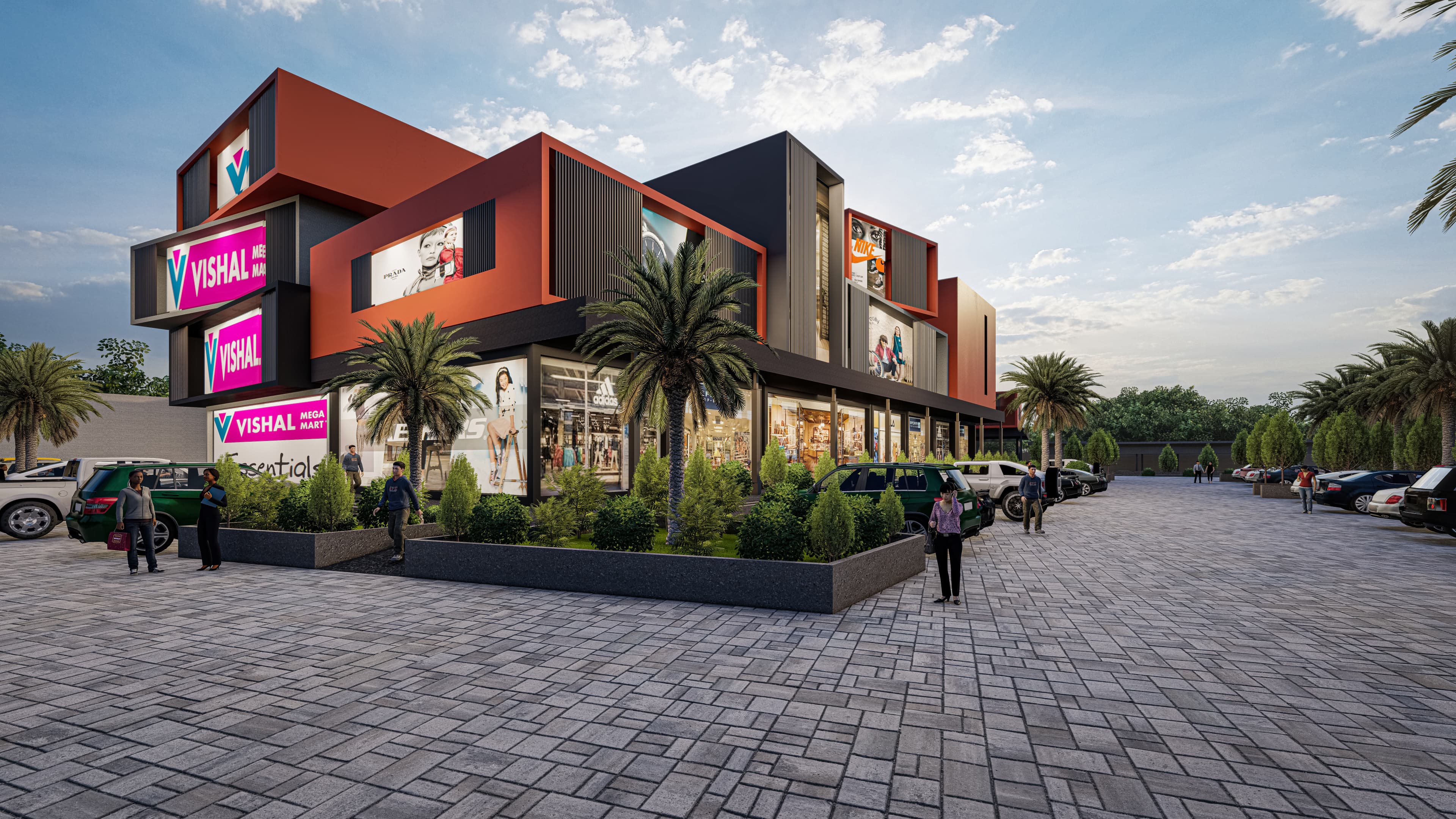 Day-time exterior architectural visualization, Punjab residence